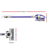Devanti Cordless Handstick Vacuum Cleaner with HEPA Filter - Lightweight Purple 150W - Side View