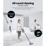 Devanti Cordless Handstick Vacuum Cleaner with HEPA Filter - Lightweight Purple 150W - 45-Degree Angle