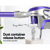 Devanti Cordless Handstick Vacuum Cleaner with HEPA Filter - Lightweight Purple 150W - Rear View