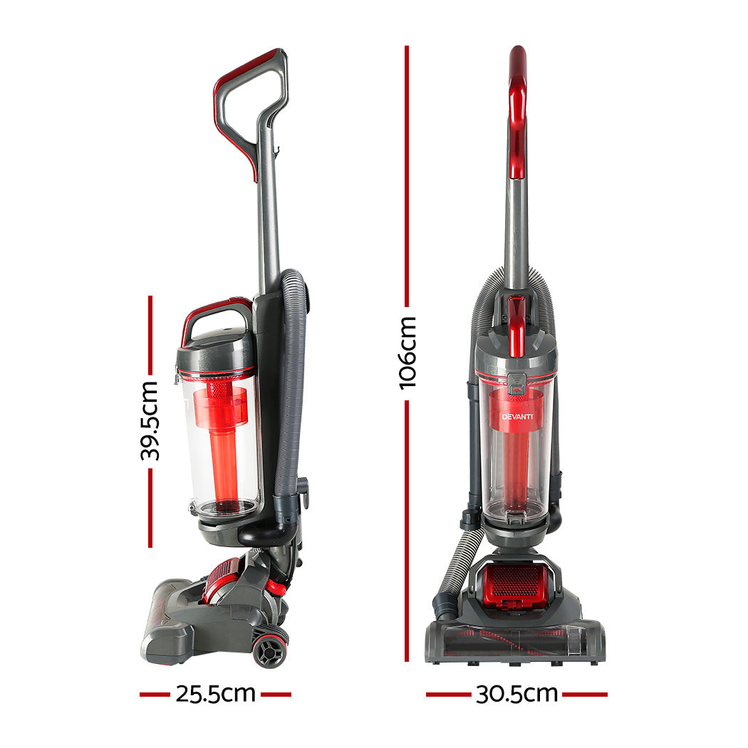 Devanti 1000W Bagless Upright Vacuum Cleaner with Cyclone Filtration and 3L Dust Bin