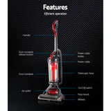 Devanti 1000W Bagless Upright Vacuum Cleaner with Cyclone Filtration and 3L Dust Bin - Rear View
