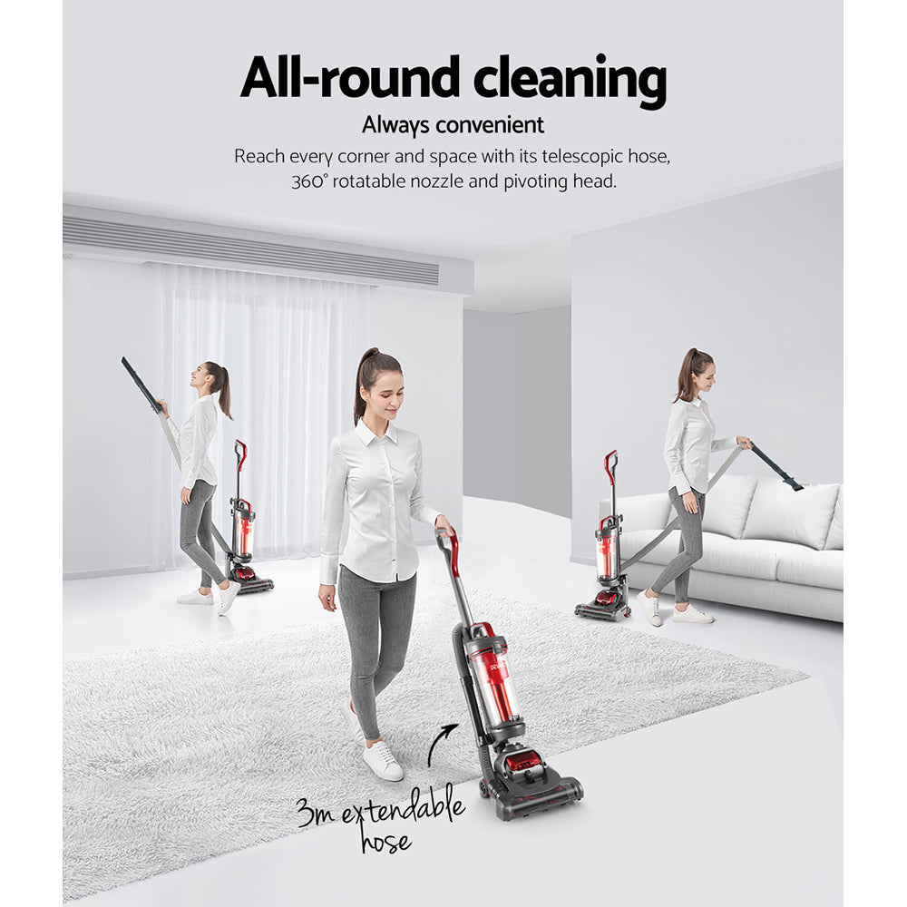 Devanti 1000W Bagless Upright Vacuum Cleaner with Cyclone Filtration and 3L Dust Bin