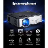 Portable Devanti HD 1080P Mini Projector for Home Theater - 1200 Lumens with USB, VGA, and Remote Control - Top-Down View