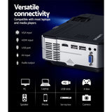 Portable Devanti HD 1080P Mini Projector for Home Theater - 1200 Lumens with USB, VGA, and Remote Control - Rear View