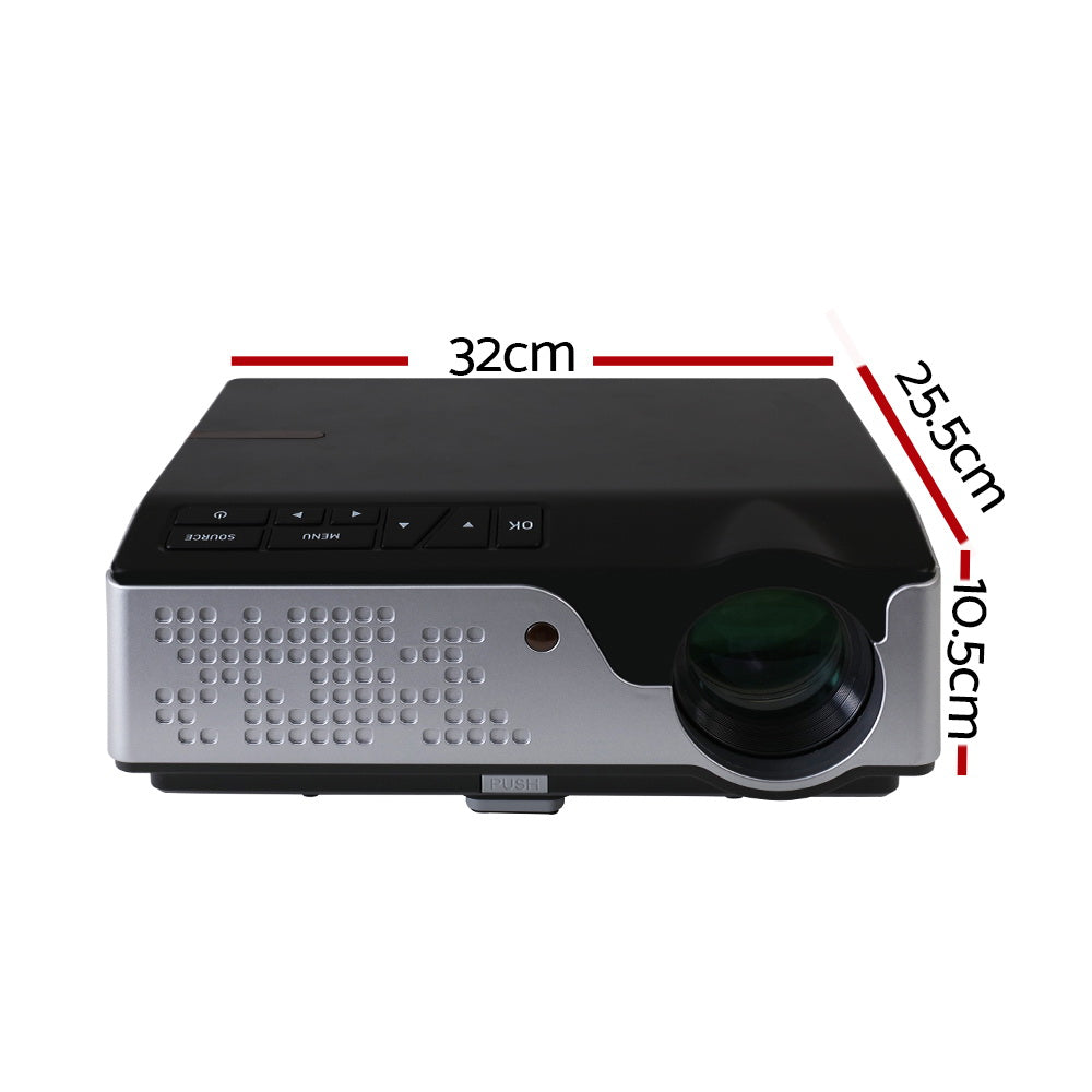 Devanti Portable HD 1080P Video Projector with Wi-Fi, 4000 Lumens Home Theater System in Black
