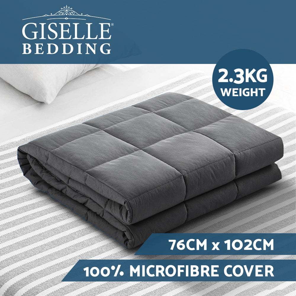Kids' Comfort Weighted Blanket 2.3KG Heavy Gravity Microfibre for Better Sleep - Dark Grey
