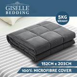5KG Adult Weighted Blanket - Calming Microfibre Cover for Anxiety Relief in Dark Grey - Front View