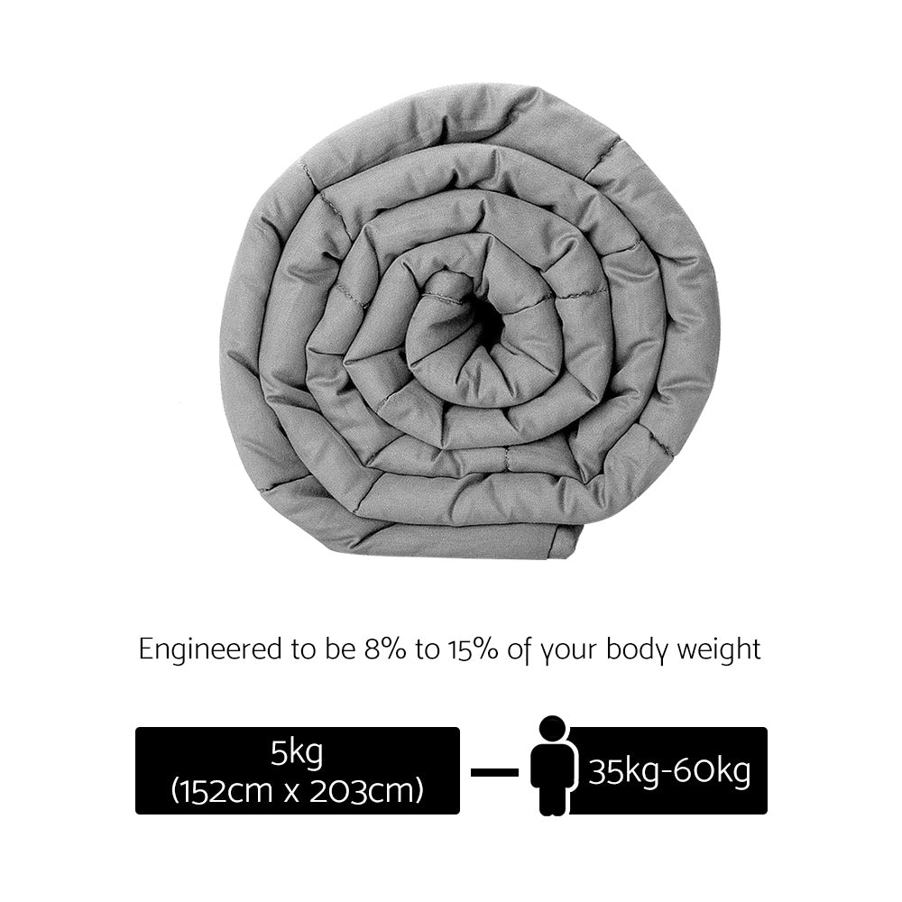 5KG Heavy Gravity Microfibre Weighted Blanket for Adults - Light Grey, Deep Touch Pressure for Enhanced Sleep and Relaxation