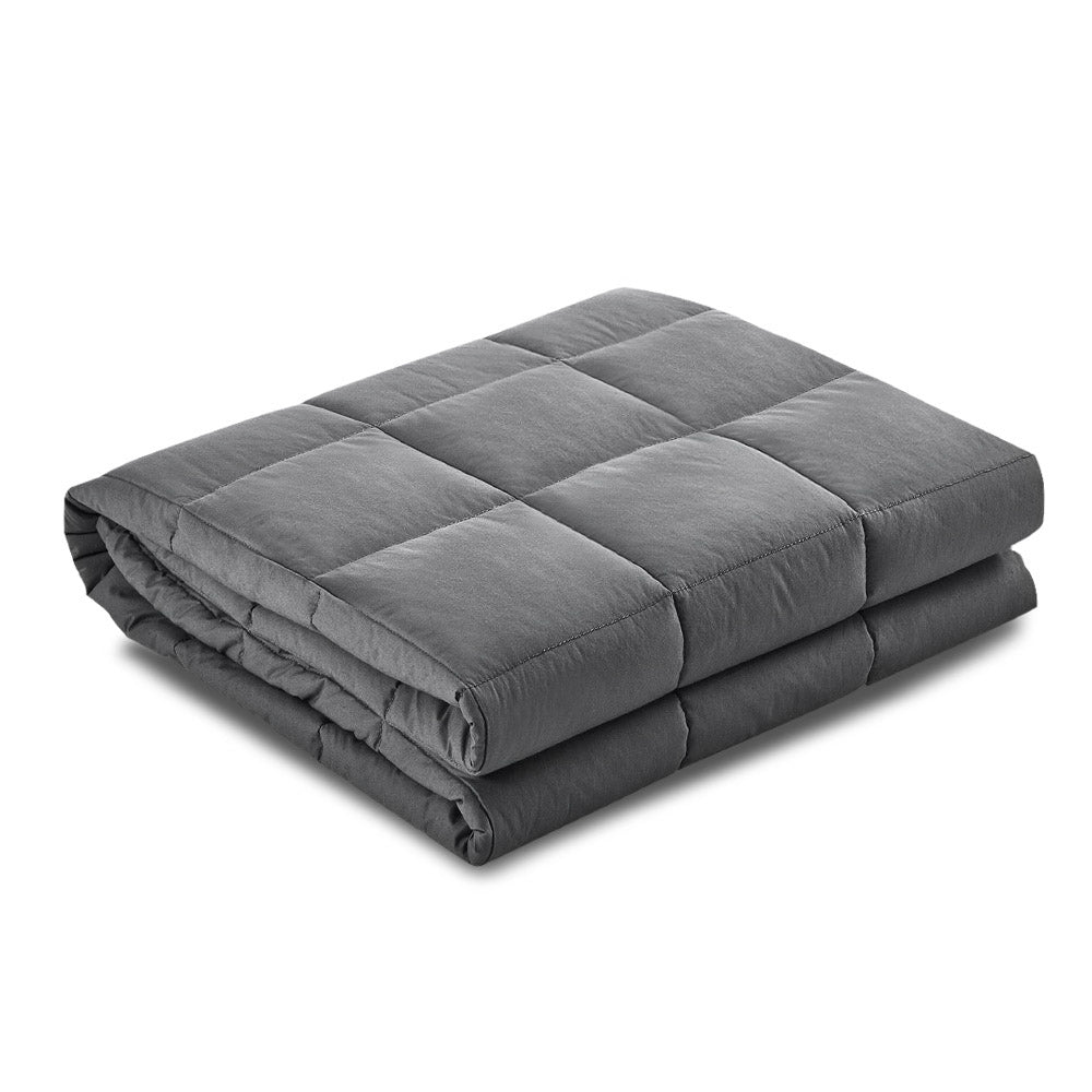 Calming 7KG Weighted Blanket for Adults - Soft Microfibre with Glass Beads for Enhanced Sleep and Anxiety Relief in Dark Grey