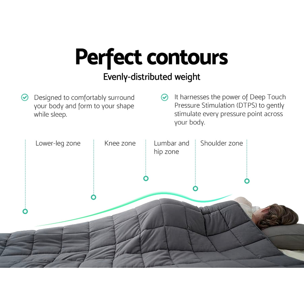 Calming 7KG Weighted Blanket for Adults - Soft Microfibre with Glass Beads for Enhanced Sleep and Anxiety Relief in Dark Grey