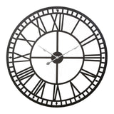 Large Black Metal 80CM Vintage Roman Numeral Wall Clock for Chic Home Decor - Front View