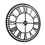 Large Black Metal 80CM Vintage Roman Numeral Wall Clock for Chic Home Decor - Top-Down View