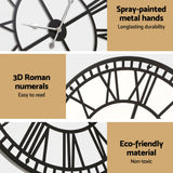 Large Black Metal 80CM Vintage Roman Numeral Wall Clock for Chic Home Decor - 45-Degree Angle