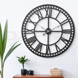Large Black Metal 80CM Vintage Roman Numeral Wall Clock for Chic Home Decor