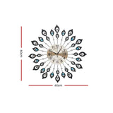 Sophisticated 60cm 3D Metal Wall Clock - Luxe Silent Round Decor with Clear Arabic Numerals - Side View