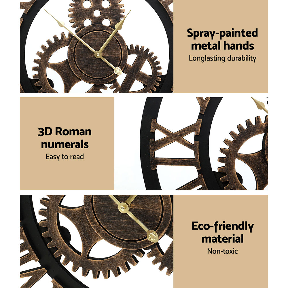 Oversized 80CM Retro Steampunk Wall Clock - Artistic Metal Decor by Artiss