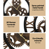 Oversized 80CM Retro Steampunk Wall Clock - Artistic Metal Decor by Artiss - 45-Degree Angle