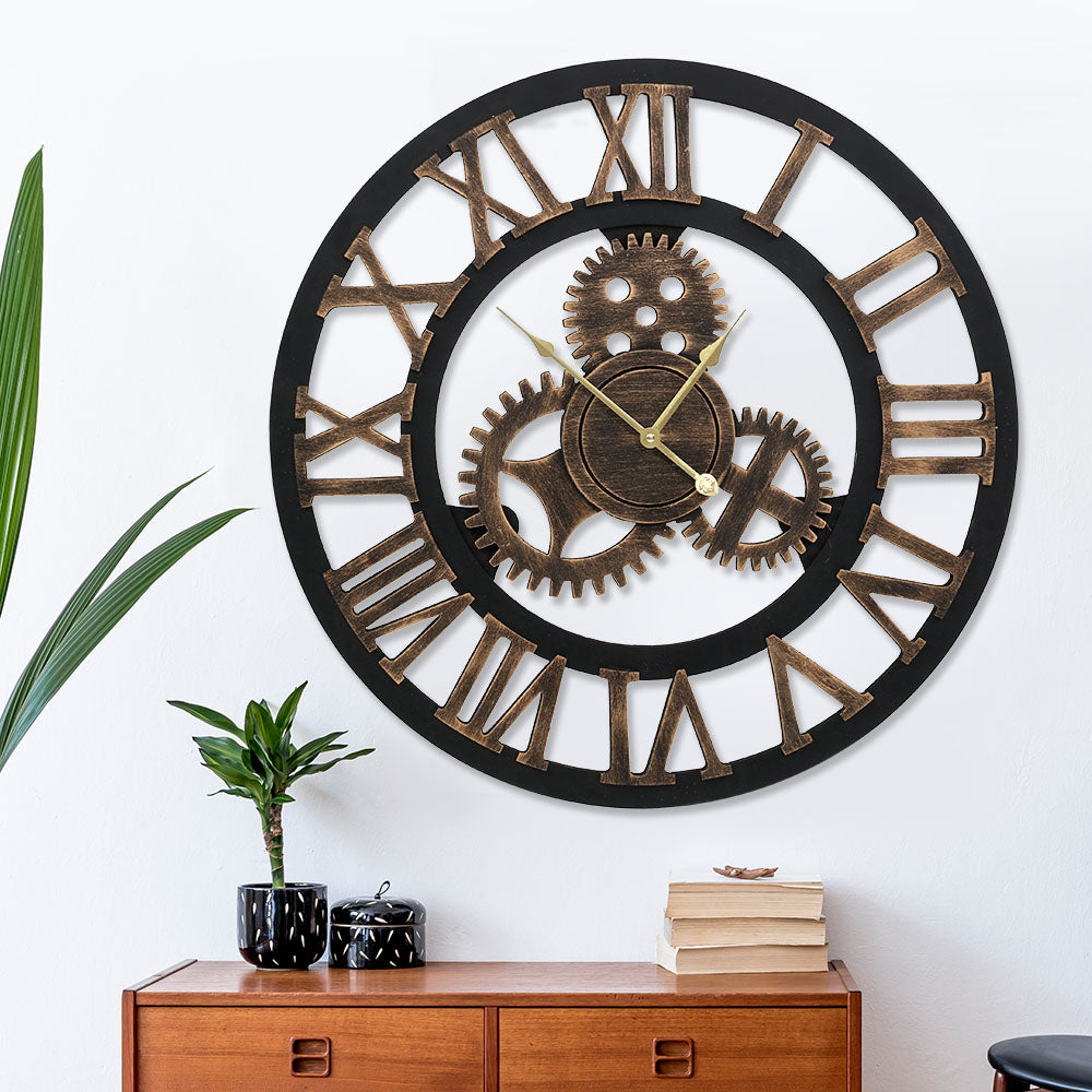 Oversized 80CM Retro Steampunk Wall Clock - Artistic Metal Decor by Artiss