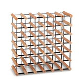 Elegant 42-Bottle Pine Wood Wine Rack with Steel Frame