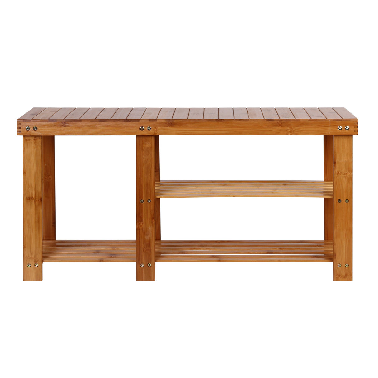 Eco-Friendly Bamboo Shoe Storage Bench with Dual Rack Design
