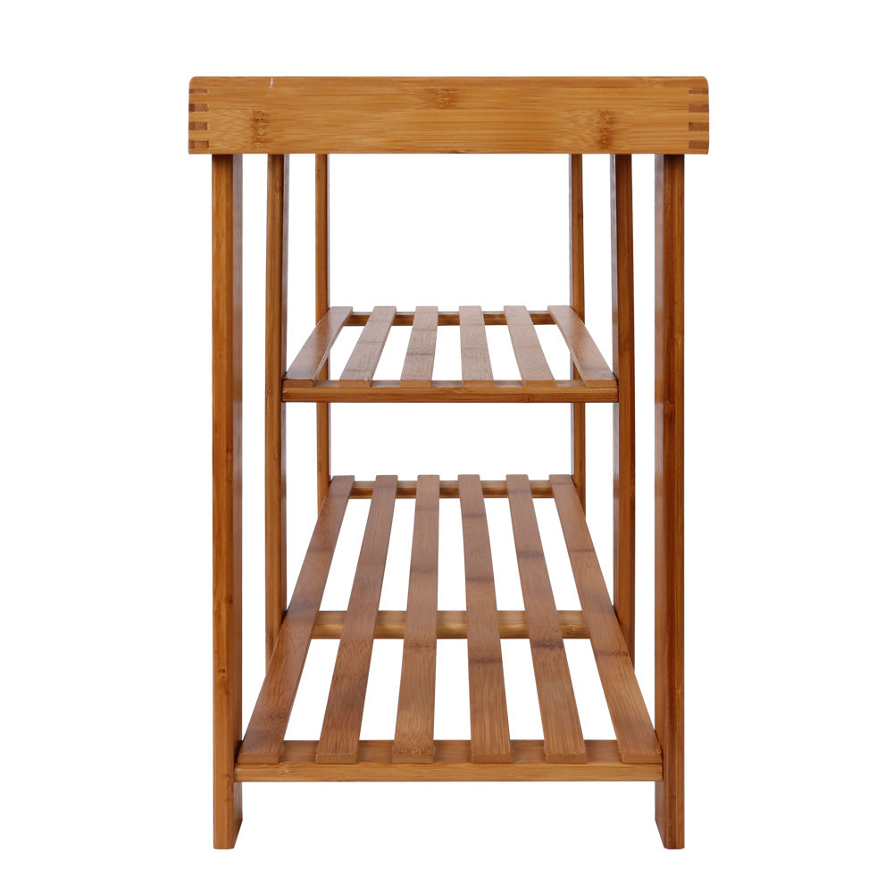 Eco-Friendly Bamboo Shoe Storage Bench with Dual Rack Design