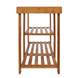 Eco-Friendly Bamboo Shoe Storage Bench with Dual Rack Design - 45-Degree Angle