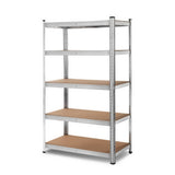 Heavy-Duty 5-Tier Steel Storage Rack - 1.8M Adjustable Garage Shelving Unit - Silver