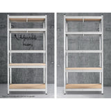 Heavy-Duty 5-Tier Steel Storage Rack - 1.8M Adjustable Garage Shelving Unit - Silver - 45-Degree Angle