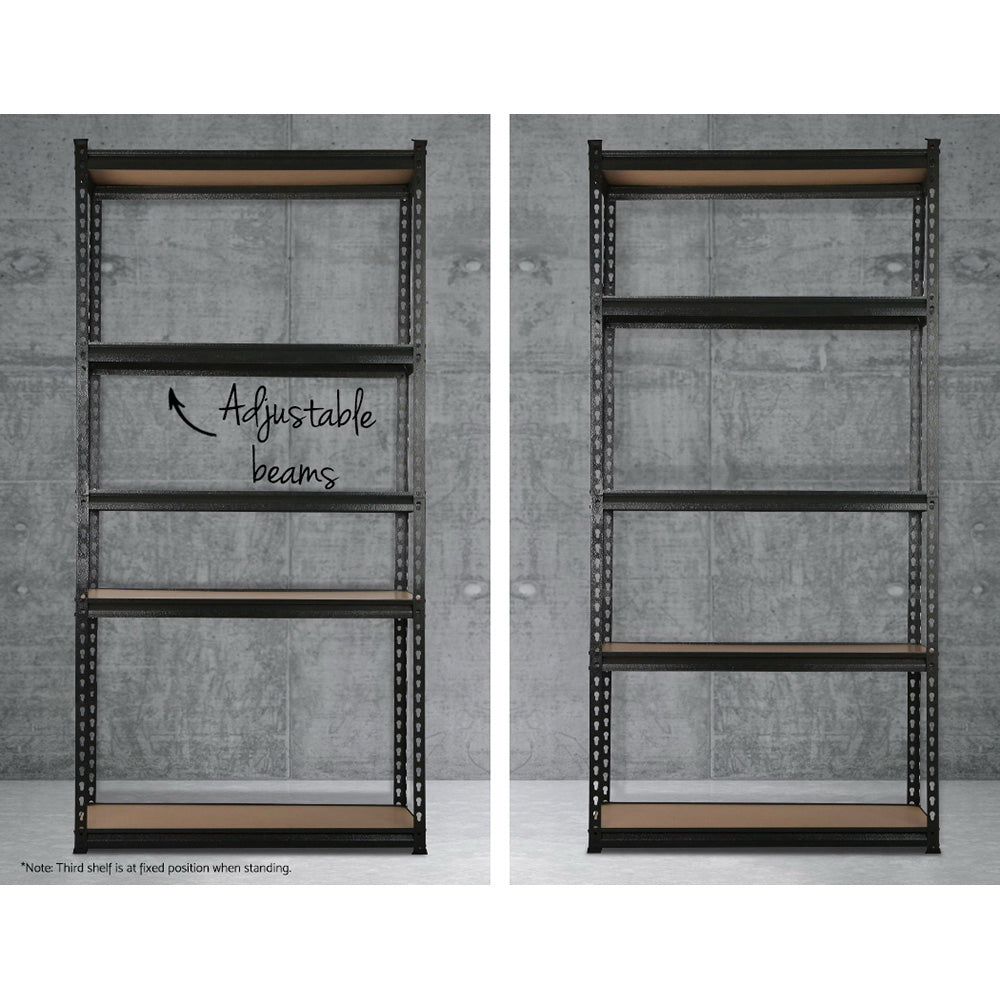 Heavy-Duty 5-Tier Steel Storage Rack - 1.5M Industrial Shelving Unit for Garage, Kitchen, and Warehouse