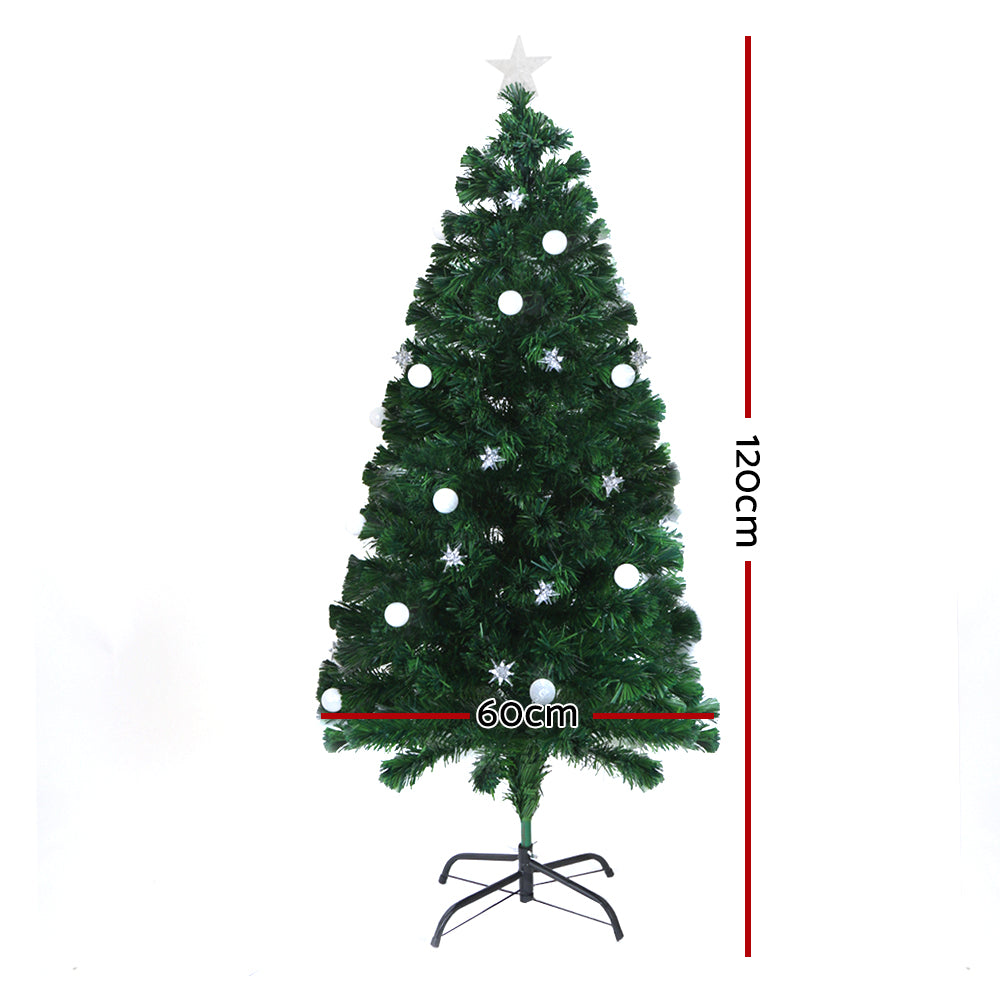 Festive Glow 5FT 1.5M LED Christmas Tree with Fibre Optic Lights and Decorations