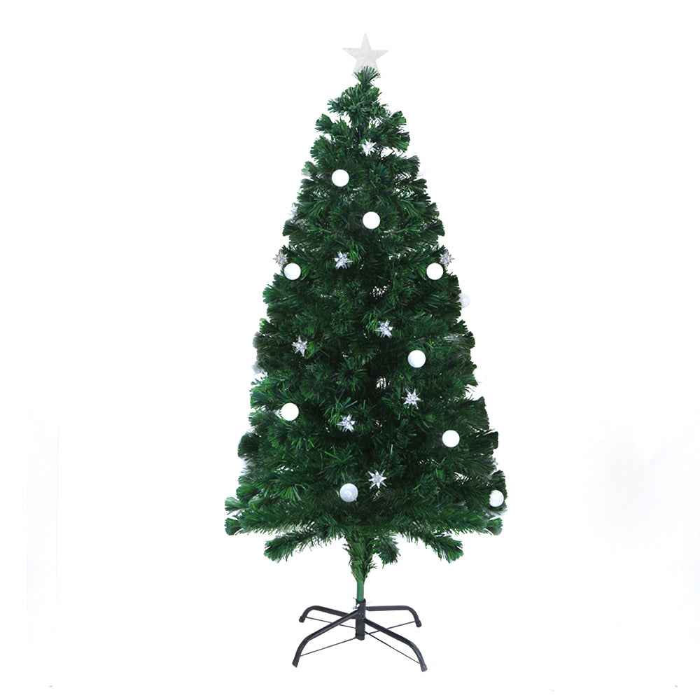 Festive Glow 5FT 1.5M LED Christmas Tree with Fibre Optic Lights and Decorations