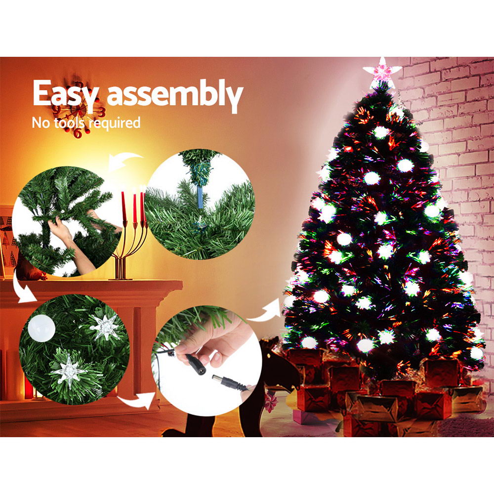 Festive Glow 5FT 1.5M LED Christmas Tree with Fibre Optic Lights and Decorations