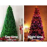Jingle Jollys 1.8M 6FT Multi-Colored LED Christmas Tree with Optic Fiber Lights - 45-Degree Angle