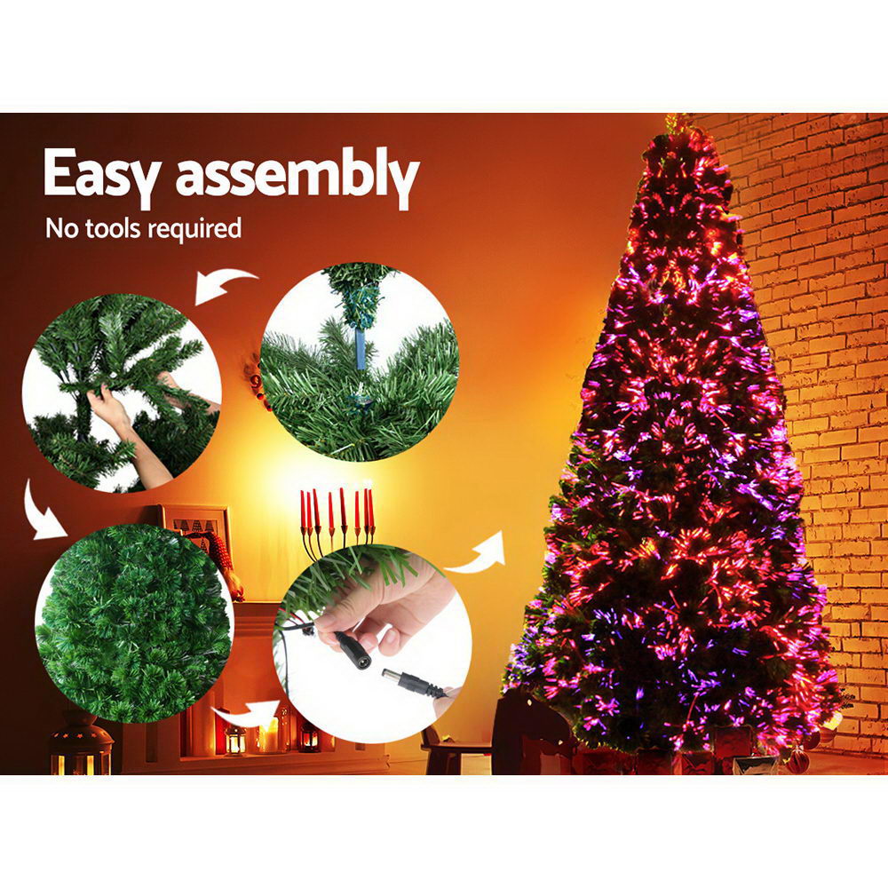 Jingle Jollys 1.8M 6FT Multi-Colored LED Christmas Tree with Optic Fiber Lights
