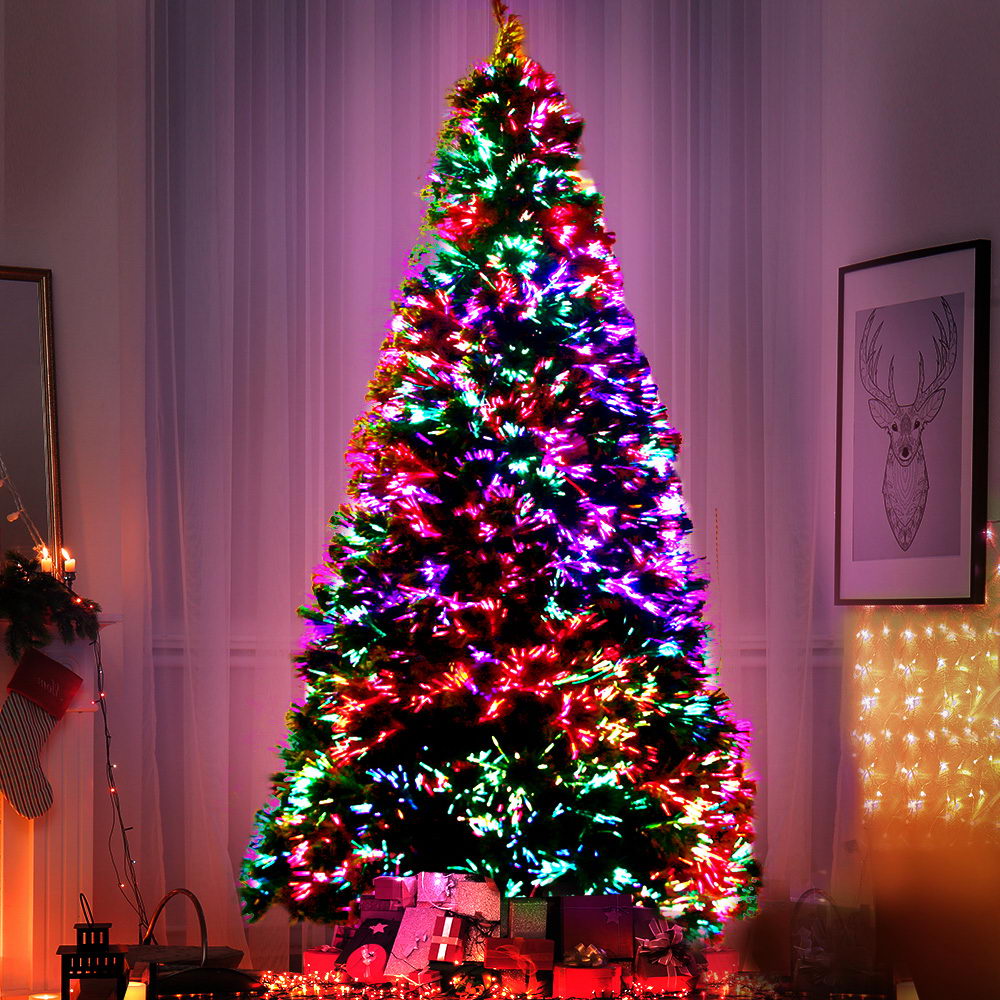 Jingle Jollys 1.8M 6FT Multi-Colored LED Christmas Tree with Optic Fiber Lights