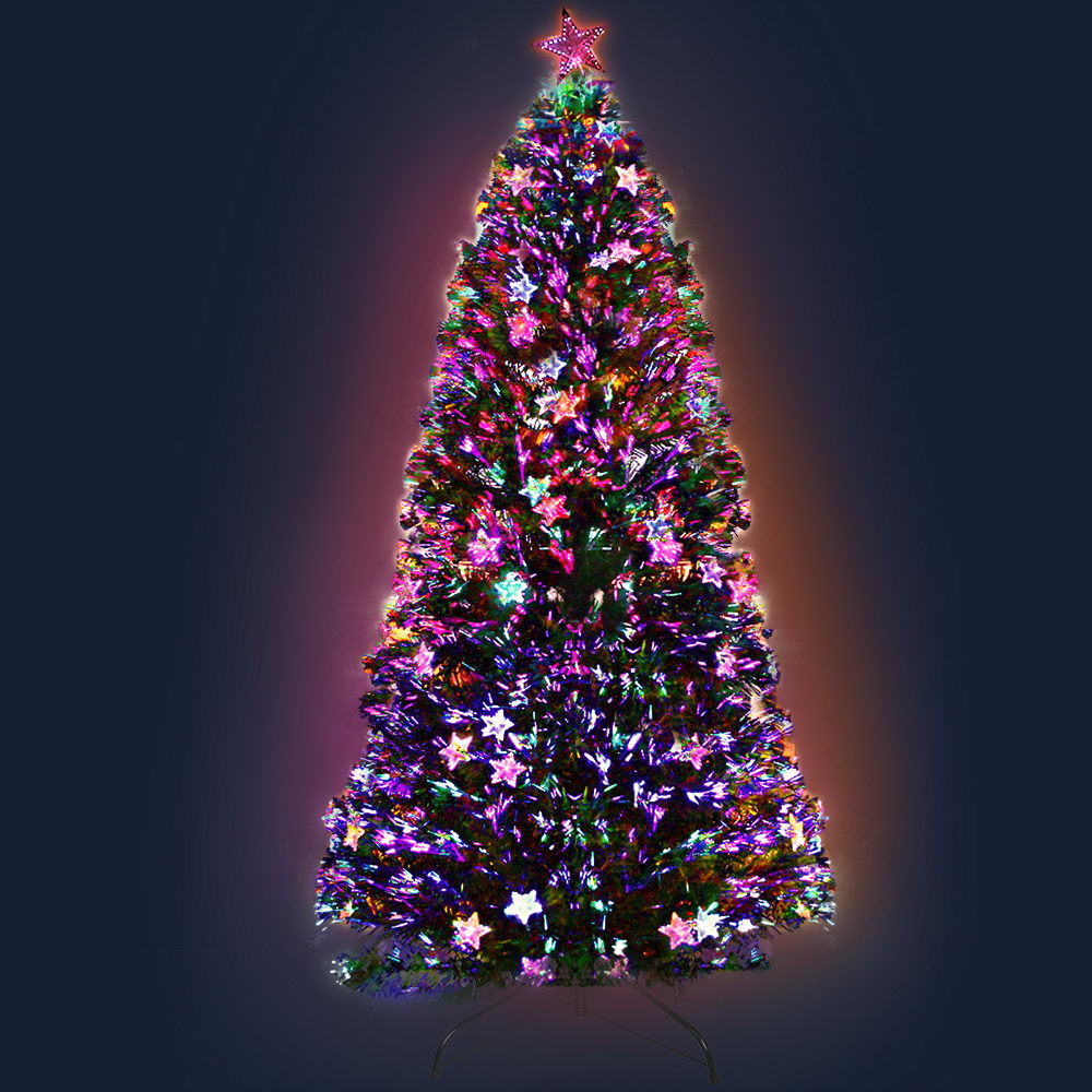 Jingle Jollys 8FT LED Optic Fiber Christmas Tree with Multi-Color Lights