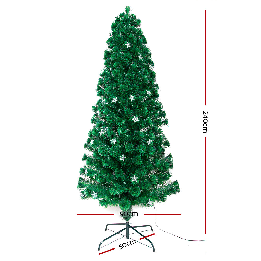 Jingle Jollys 8FT LED Optic Fiber Christmas Tree with Multi-Color Lights