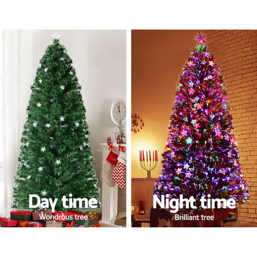 Jingle Jollys 8FT LED Optic Fiber Christmas Tree with Multi-Color Lights