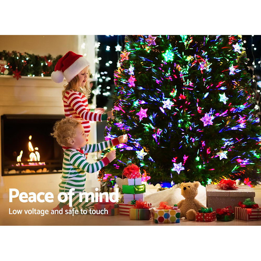 Jingle Jollys 8FT LED Optic Fiber Christmas Tree with Multi-Color Lights
