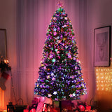 Jingle Jollys 8FT LED Optic Fiber Christmas Tree with Multi-Color Lights - Close-Up Angle