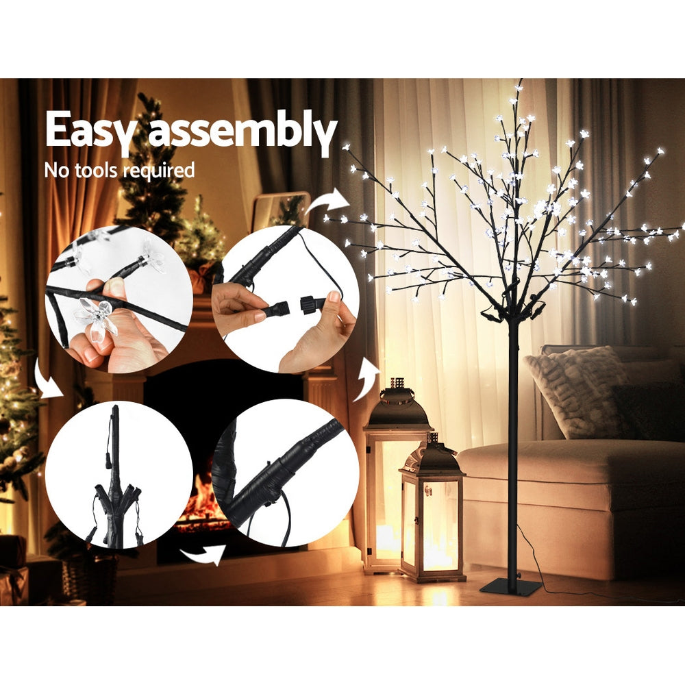 Winter Wonderland 1.8M LED Christmas Blossom Tree with Cold White Fiber Optics