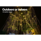 Magical Warm White LED Waterfall String Lights - 720 Bulbs for Christmas and Events - 45-Degree Angle