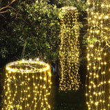 Magical Warm White LED Waterfall String Lights - 720 Bulbs for Christmas and Events - Close-Up Angle