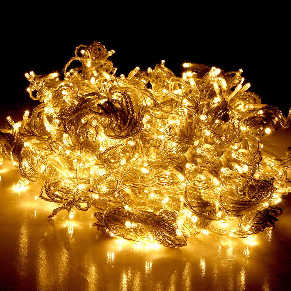 Festive Glow 600LED Warm White Christmas Curtain Lights 6X3M