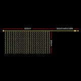 Festive Glow 600LED Warm White Christmas Curtain Lights 6X3M - Front View