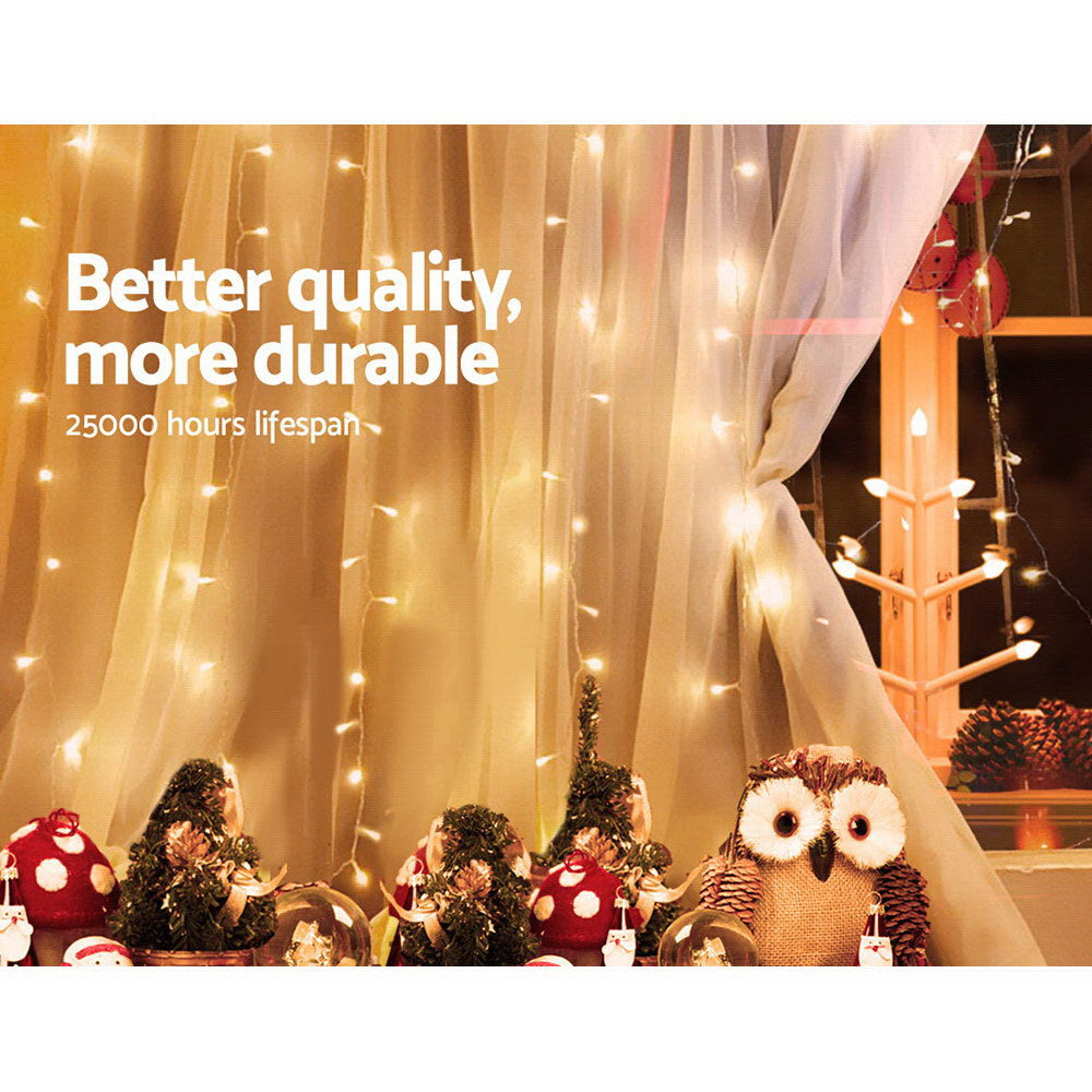 Festive Glow 600LED Warm White Christmas Curtain Lights 6X3M