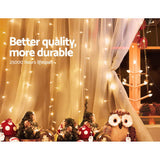 Festive Glow 600LED Warm White Christmas Curtain Lights 6X3M - Top-Down View