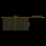 600 LED Jingle Jollys Christmas Curtain Lights - 6x3m Fairy String Light for Parties and Weddings - Front View