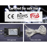 600 LED Jingle Jollys Christmas Curtain Lights - 6x3m Fairy String Light for Parties and Weddings - 45-Degree Angle