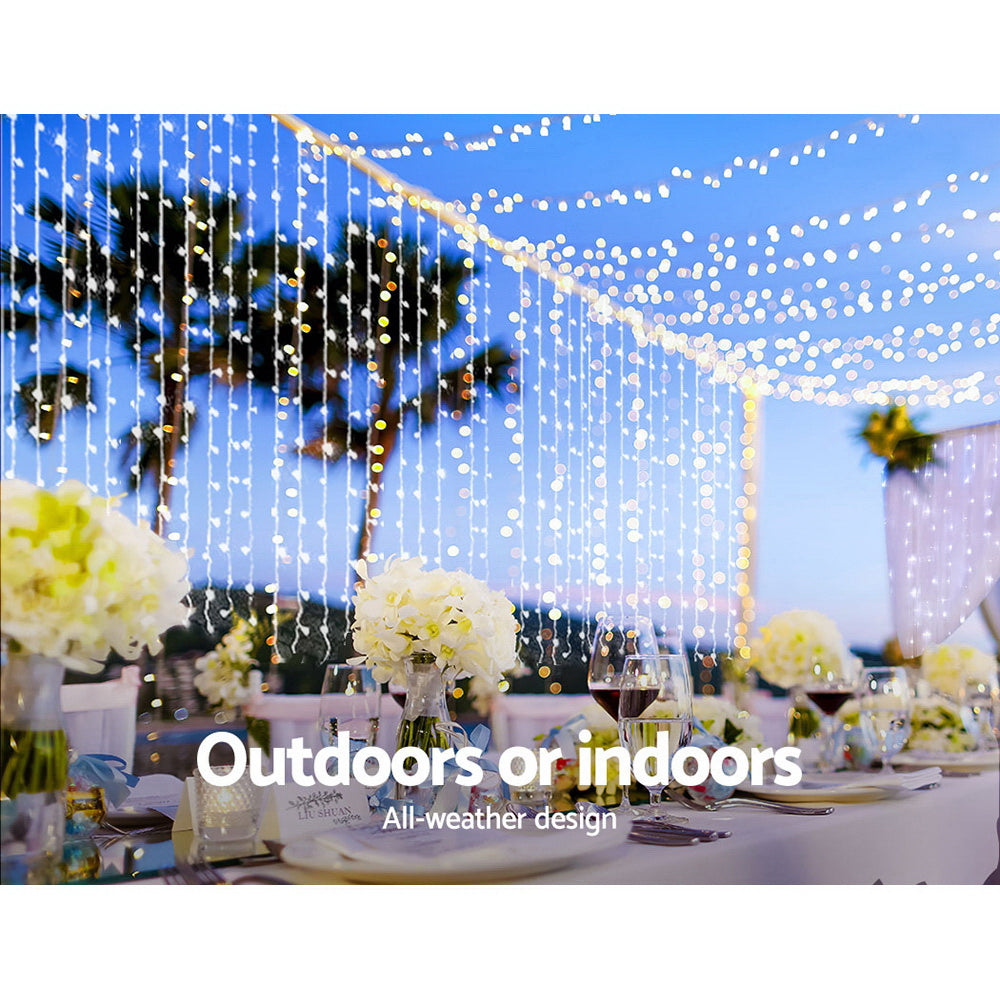 600 LED Jingle Jollys Christmas Curtain Lights - 6x3m Fairy String Light for Parties and Weddings